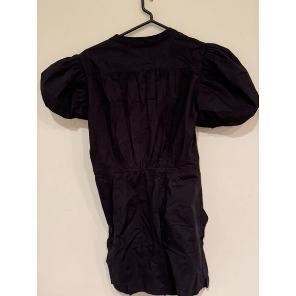 Ba&Sh Black Cotton Ruched Puff Sleeve Dress Size L - Picture 2 of 4